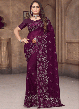 Embroidered Work Faux Georgette Designer Traditional Saree