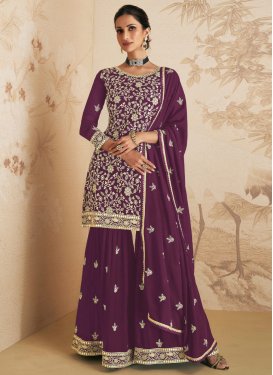 Embroidered Work Faux Georgette Palazzo Designer Salwar Suit
