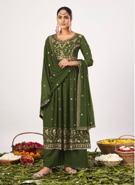 Embroidered Work Faux Georgette Palazzo Designer Salwar Suit