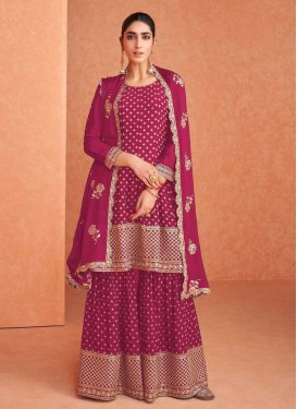 Embroidered Work Faux Georgette Palazzo Style Pakistani Salwar Suit