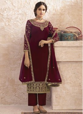 Embroidered Work Faux Georgette Palazzo Style Pakistani Salwar Suit