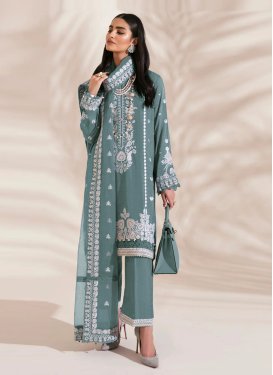 Embroidered Work Faux Georgette Pant Style Pakistani Salwar Kameez