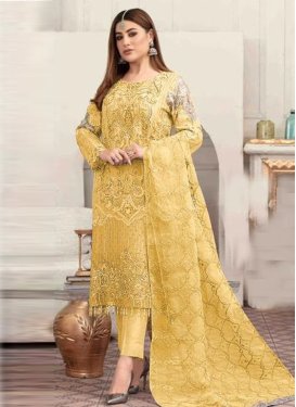 Embroidered Work Faux Georgette Pant Style Pakistani Salwar Suit