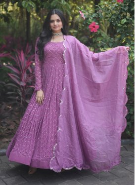 Embroidered Work Faux Georgette Readymade Floor Length Gown
