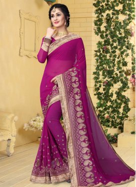Embroidered Work Faux Georgette Traditional Saree