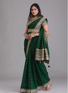 Embroidered Work Faux Georgette Trendy Classic Saree