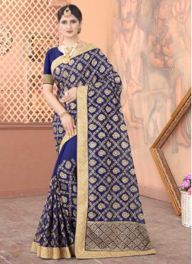 Embroidered Work Faux Georgette Trendy Classic Saree