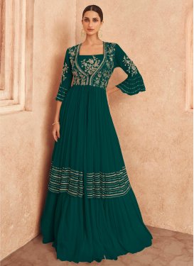 Embroidered Work Faux Georgette Trendy Designer Salwar Suit
