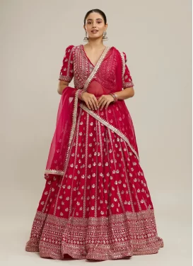 Embroidered Work Georgette Designer Lehenga Choli in Rose Pink for Women