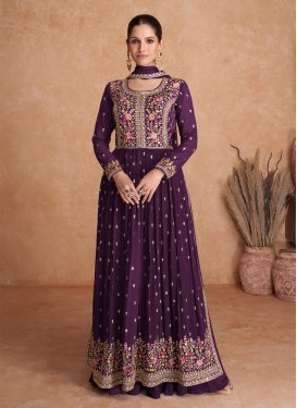 Embroidered Work Georgette Long Length Designer Suit