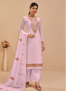 Embroidered Work Georgette Palazzo Style Pakistani Salwar Suit