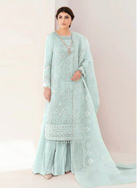 Embroidered Work Georgette Palazzo Style Pakistani Salwar Suit