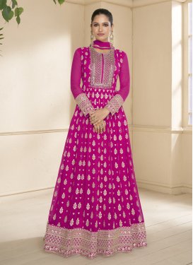 Embroidered Work Georgette Readymade Floor Length Gown