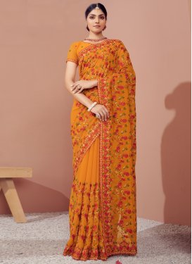 Embroidered Work Georgette Traditional Designer Saree For Ceremonial