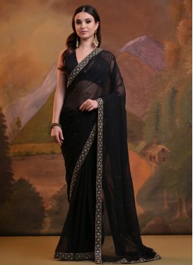 Embroidered Work Georgette Trendy Classic Saree