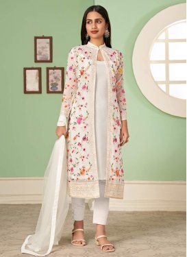 Embroidered Work Jacket Style Salwar Suit For Party