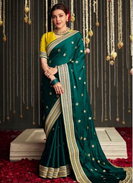 Embroidered Work Kajal Aggarwal Contemporary Style Saree