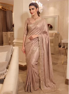 Embroidered Work Kanjivaram Silk Traditional Saree in Mauve Pink for Women