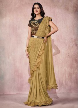 Embroidered Work Lycra Designer Contemporary Style Saree For Festival