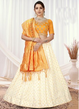 Embroidered Work Mustard and Off White Trendy Designer Lehenga Choli