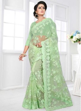 Embroidered Work Net Classic Saree For Bridal
