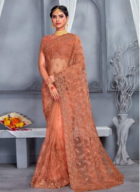 Embroidered Work Net Contemporary Style Saree