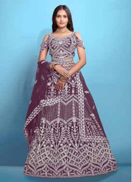 Embroidered Work Net Designer Lehenga Choli in Purple for Festival Embroidered Work Net Designer Lehenga Choli in Purple for Festival