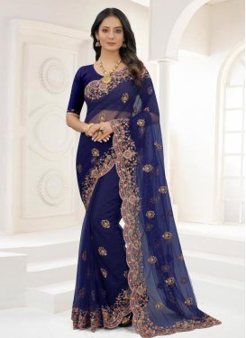 Embroidered Work Net Designer Traditional Saree For Party