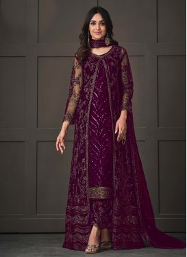 Embroidered Work Net Jacket Style Salwar Suit