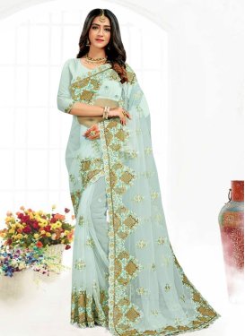 Embroidered Work Net Traditional Designer Saree For Ceremonial
