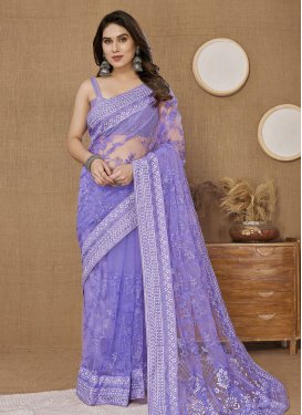 Embroidered Work Net Traditional Designer Saree For Ceremonial