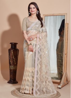 Embroidered Work Net Trendy Classic Saree