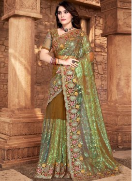 Embroidered Work Net Trendy Designer Saree For Party