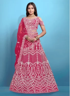 Embroidered Work Net Trendy Lehenga Choli in Rose Pink for Women Embroidered Work Net Trendy Lehenga Choli in Rose Pink for Women
