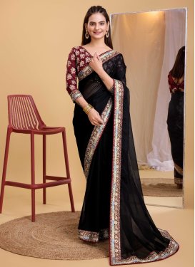 Embroidered Work Organza Designer Traditional Saree For Ceremonial