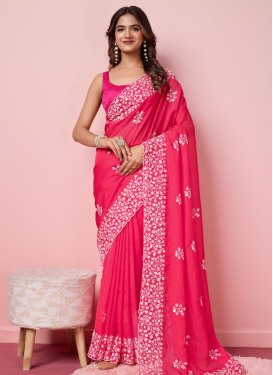 Embroidered Work Organza Designer Traditional Saree For Ceremonial