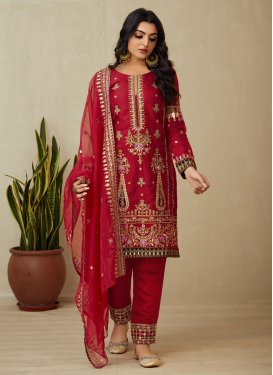 Embroidered Work Organza Readymade Designer Suit