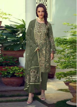 Embroidered Work Organza Readymade Salwar Suit