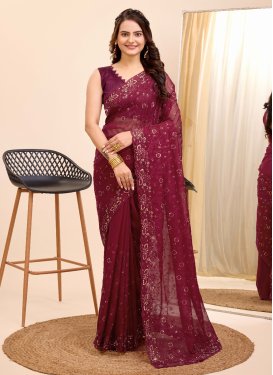 Embroidered Work Organza Trendy Classic Saree