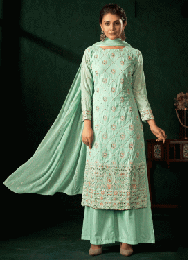 Embroidered Work Palazzo Salwar Kameez For Party