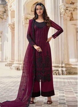 Embroidered Work Palazzo Style Pakistani Salwar Kameez
