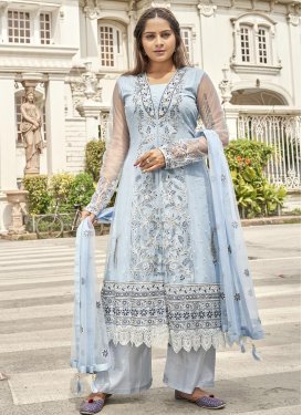Embroidered Work Palazzo Style Pakistani Salwar Kameez
