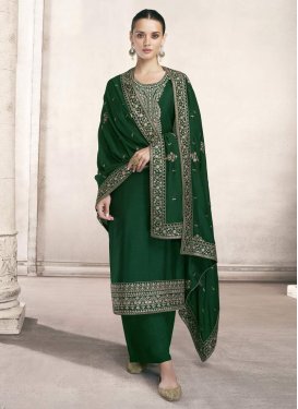 Embroidered Work Palazzo Style Pakistani Salwar Kameez For Ceremonial