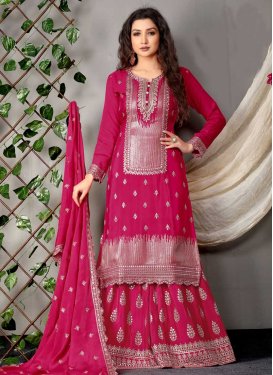 Embroidered Work Palazzo Style Pakistani Salwar Kameez For Party