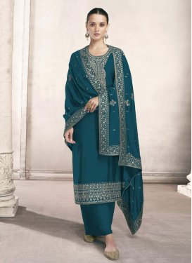 Embroidered Work Palazzo Style Pakistani Salwar Suit