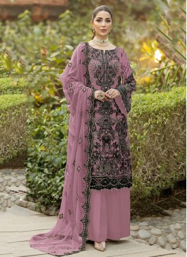 Embroidered Work Palazzo Style Pakistani Salwar Suit For Ceremonial
