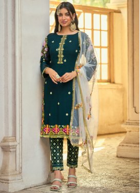 Embroidered Work Pant Style Classic Salwar Suit For Ceremonial