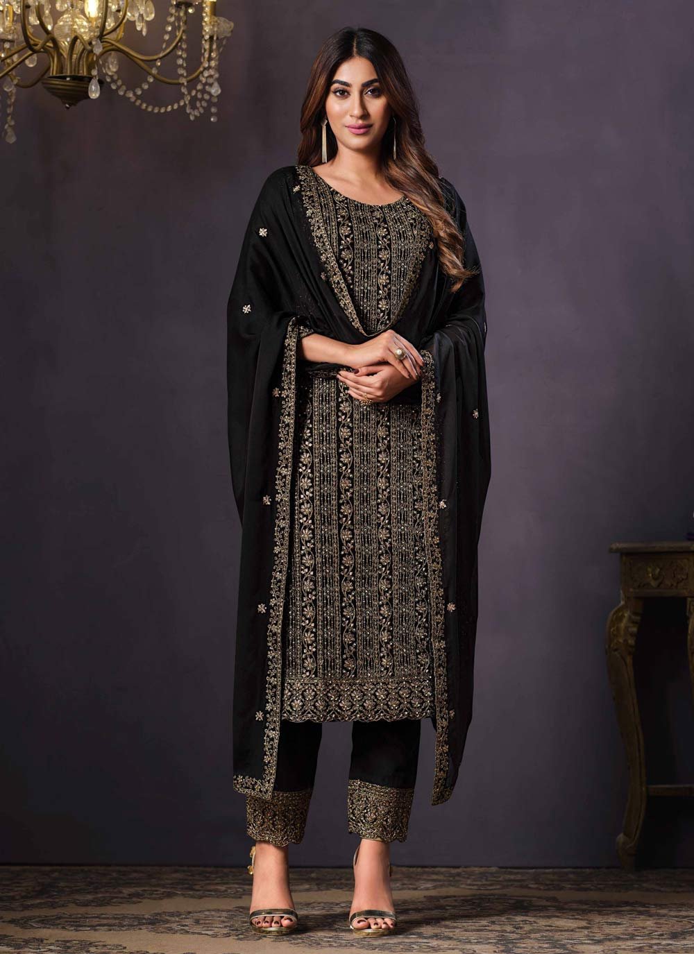 Buy Embroidered Work Pant Style Designer Salwar Suit Online