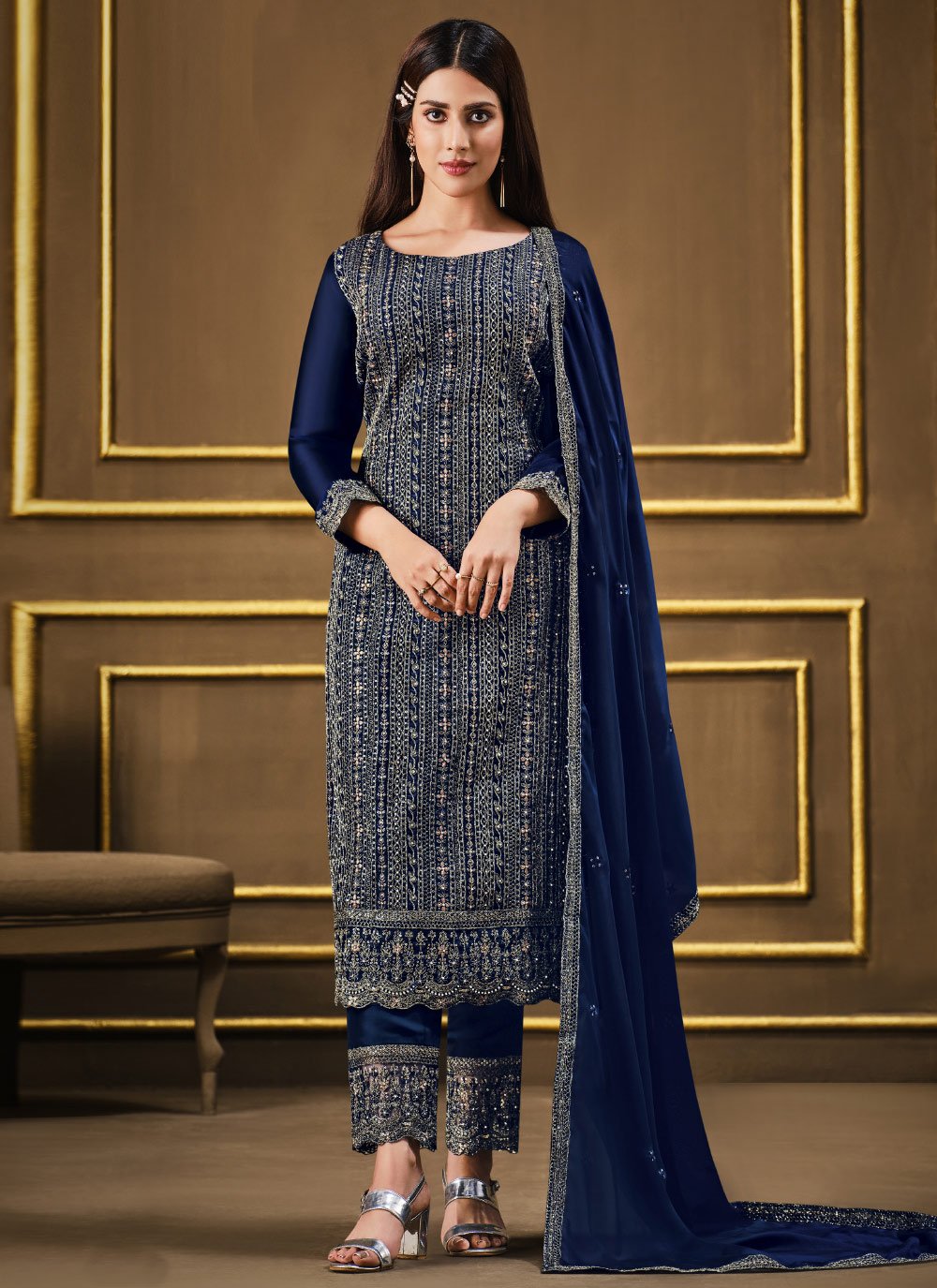 Buy Embroidered Work Pant Style Pakistani Salwar Suit For