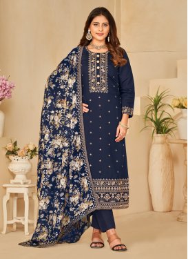 Embroidered Work Pant Style Straight Salwar Kameez For Ceremonial